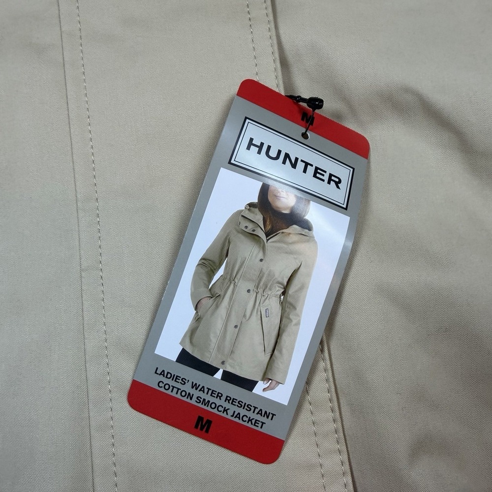 Hunter Water Resistant Cotton Smock Jacket Women's Medium Tan Almond NWT - Picture 2 of 8